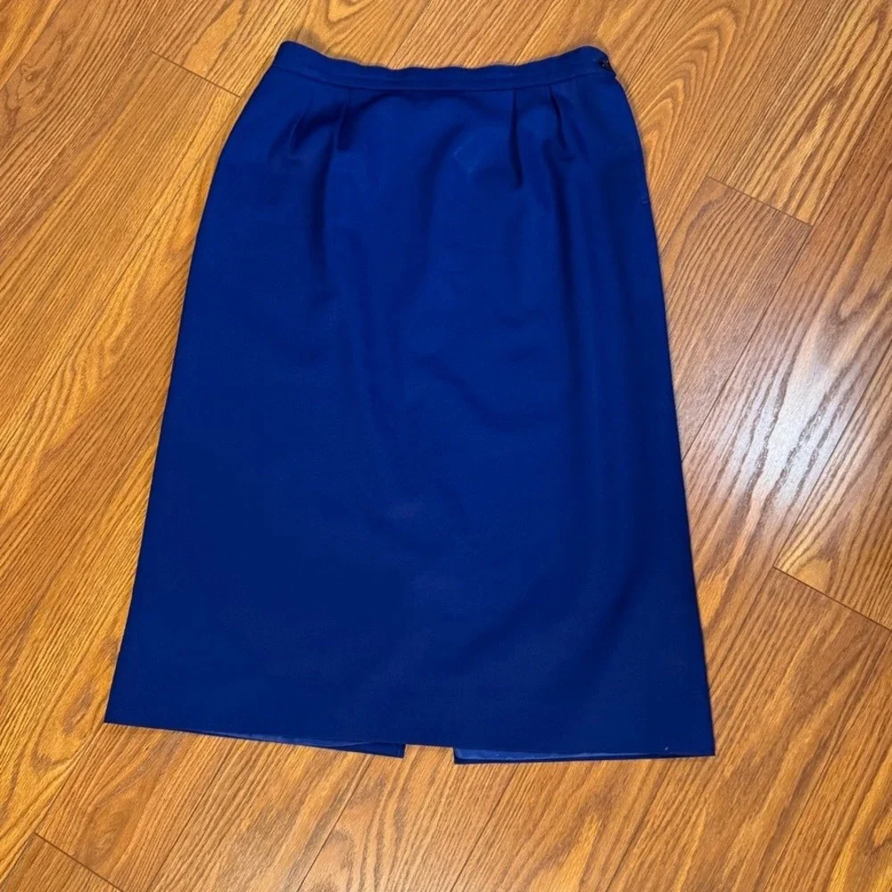 Pendleton Wool Skirt Suit Set Navy Blue Vintage Blazer Pencil Skirt Sz 14/16 USA